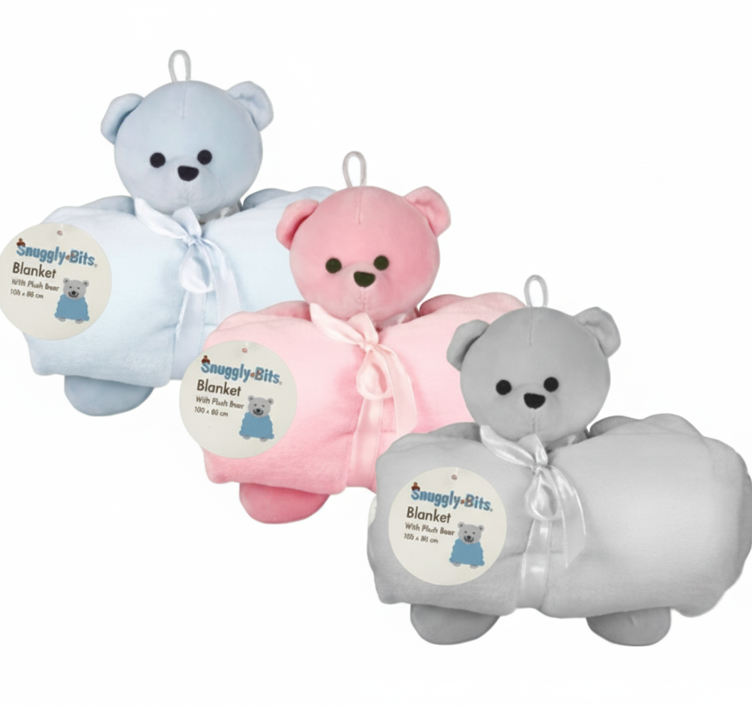 Plush Bear - 20 cm - With Blanket 100 x 80 cm - Assorted