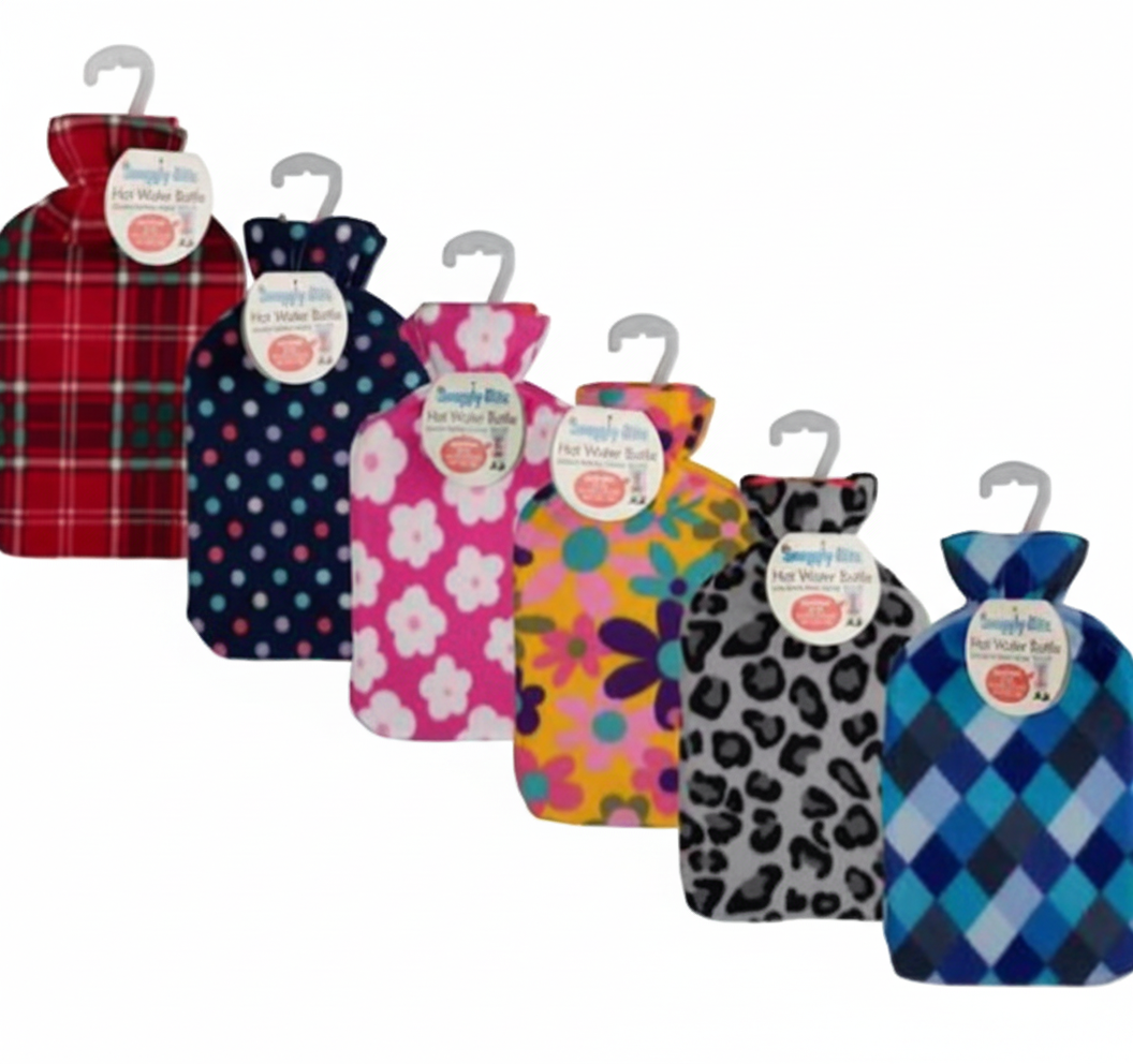 Hot Water Bottle with Fleece Cover - Various Colors