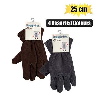 Gloves Adult Fleece Plain Assorted - 25 cm
