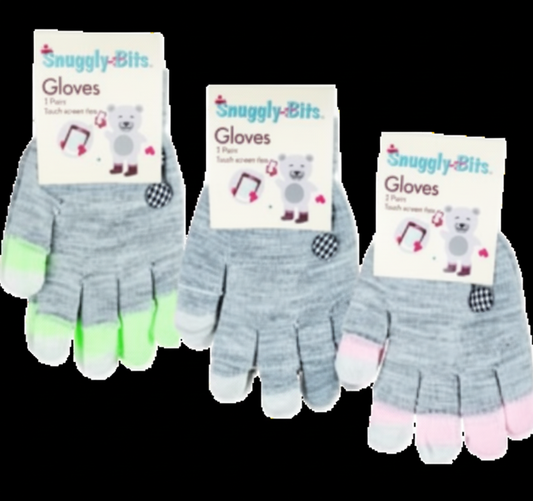 Gloves for Adults - 2 Pairs per Pack - Touch Screen Tips - Various Colors