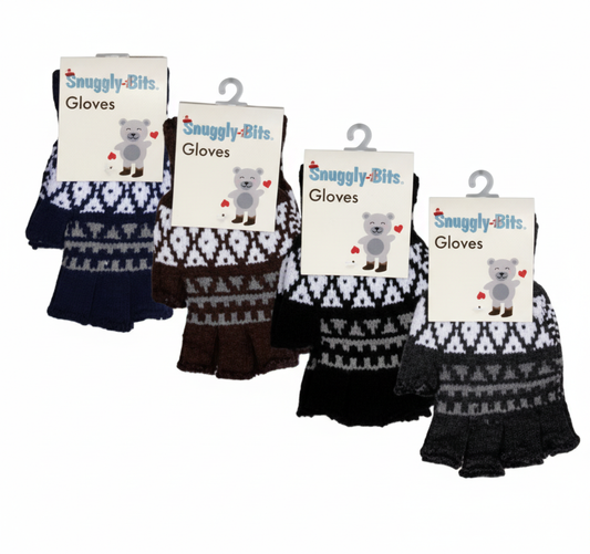 Gloves Adult Open Finger - Triangle Design - Various Colors