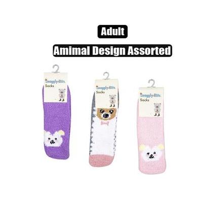 Socks Adult Fluffy Animal Design - Assorted