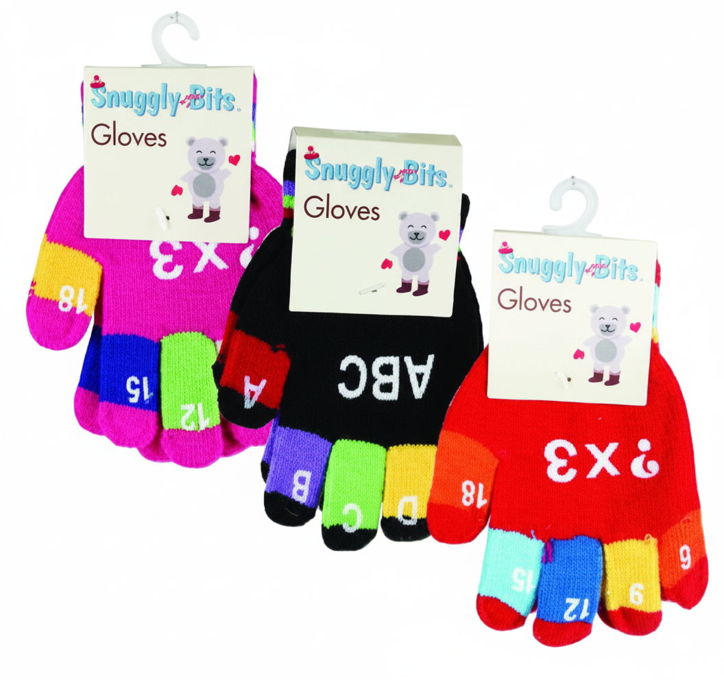 Acrylic Knit Baby Gloves in Assorted Designs with Letters or Numbers