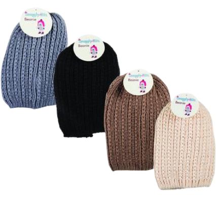 Beanie Adult Knitted - Large Fit - Assorted Colors