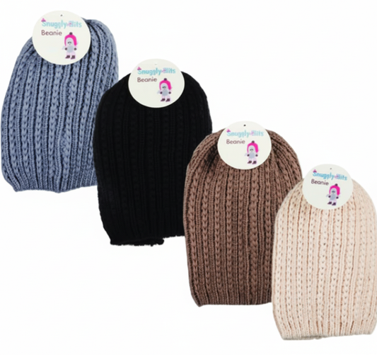 Beanie Adult Knitted - Large Fit - Assorted Colors
