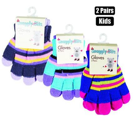 Kids Gloves - 2 Pairs Per Pack - Closed Finger and Open Finger