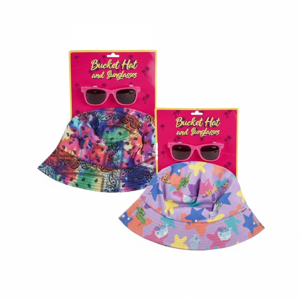 Hat Set Bucket Hat With Sunglasses Girl - Assorted Designs