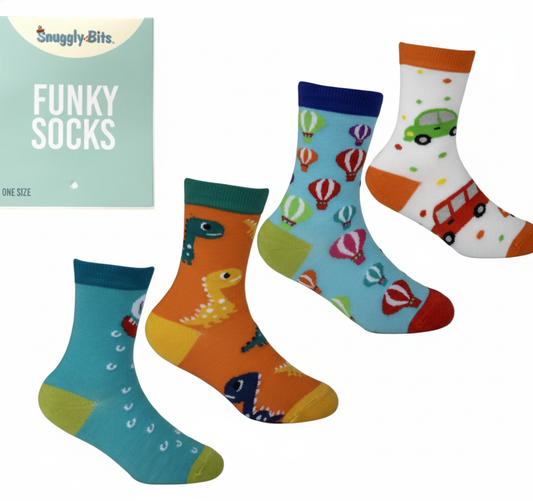 Socks for Kids Boys with Assorted Designs (Size 4-7, 15 cm)