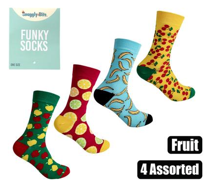 Men’s Colourful Socks - Fruit Designs - Pack of 4