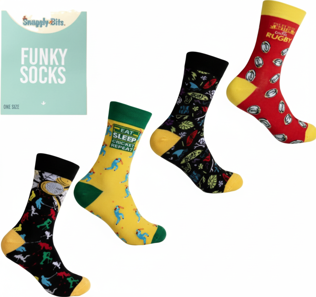 Unisex Socks with Sport Designs (Pack of 4)