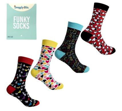 Unisex Love Socks - Assorted Designs - Pack of 4