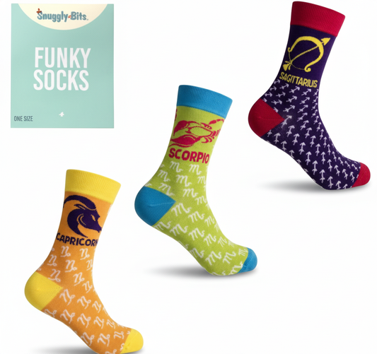 Unisex Socks with Assorted Zodiac Designs (Scorpio, Sagittarius, or Capricorn)