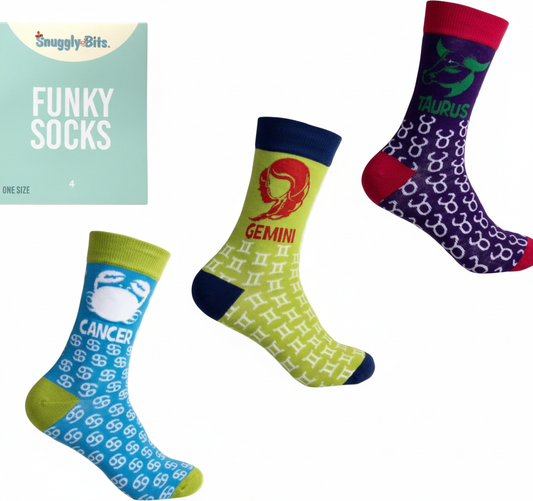 Unisex Socks with Assorted Zodiac Designs (Taurus, Gemini, or Cancer)