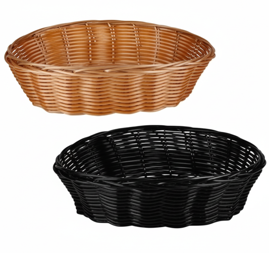 Woven Plastic Basket - 23 x 15 x 6 cm