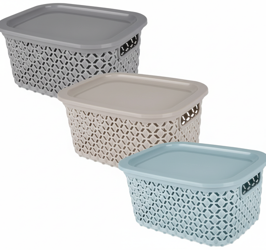Basket Plastic Pointy 19x25x13cm 3l With Lid - Various Colors