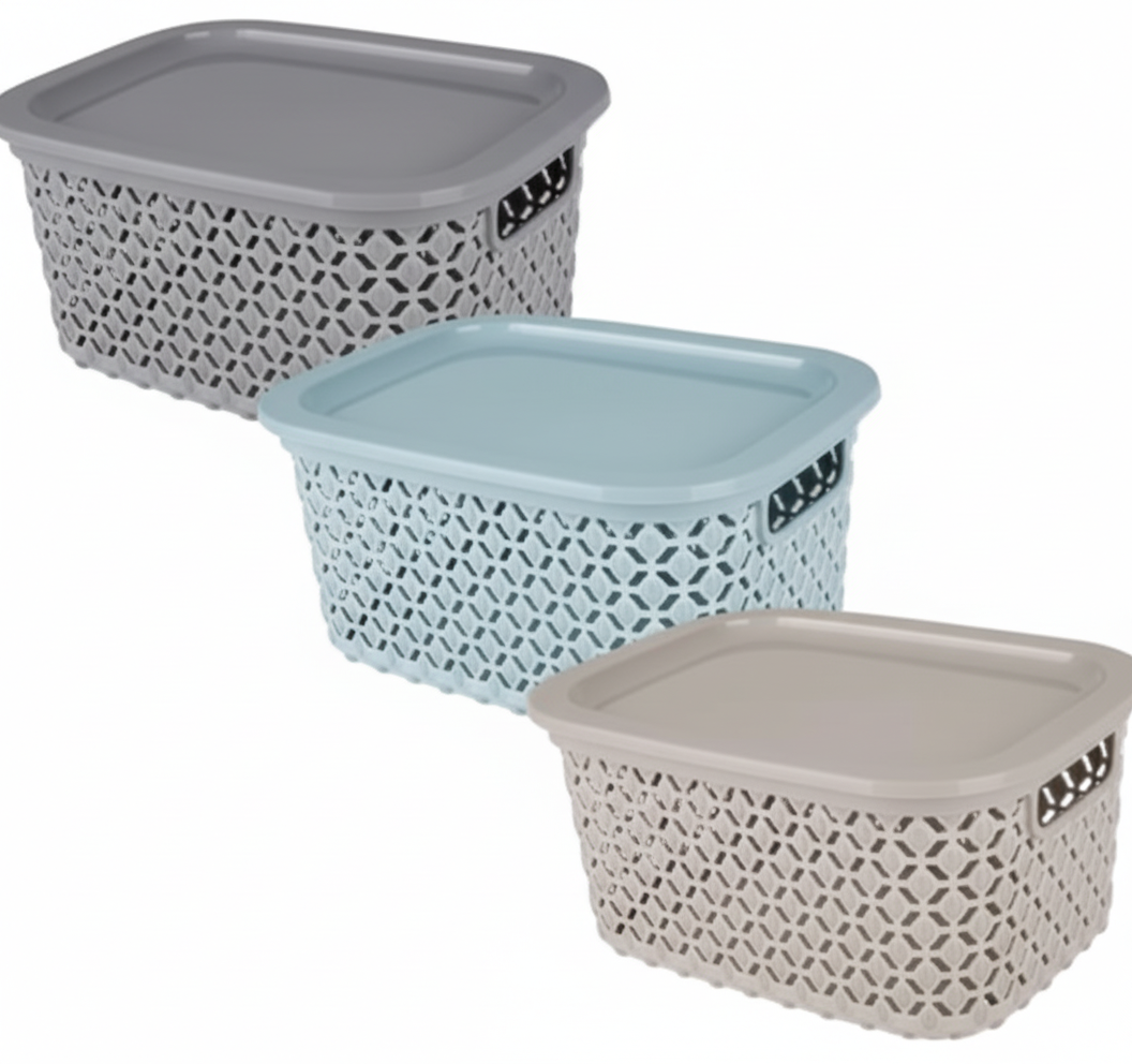 Basket Plastic Pointy - 7 Litre - 22 x 29 x 16 cm - With Lid - Various Colors