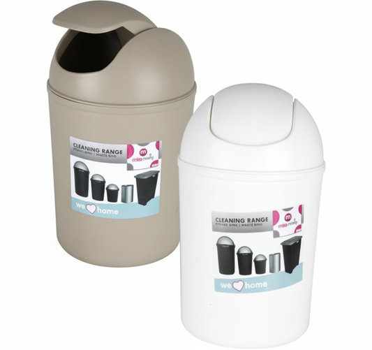 Waste Paper Basket with Swing Lid (5 Litre, 30 cm) - Various Colours