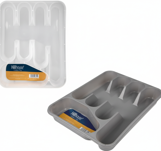 Cutlery Tray Plastic - 32cm x 25cm x 4cm - Grey or Clear - Various Colors
