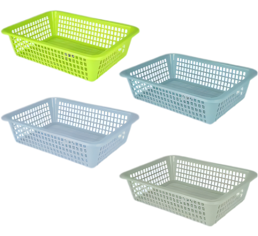 Plastic Baskets - 30cm x 23cm x 7cm - Assorted Colours