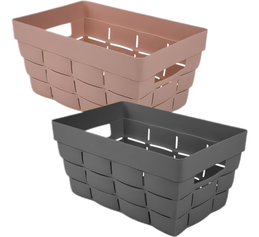 Basket Plastic Woven Pattern 26x17x13cm - Various Colors