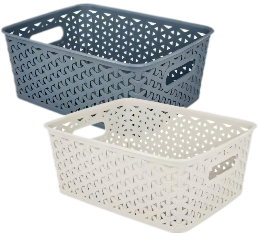 Plastic Jute Basket in Various Colours (1.5 Litre, 18 cm x 13 cm x 6 cm)