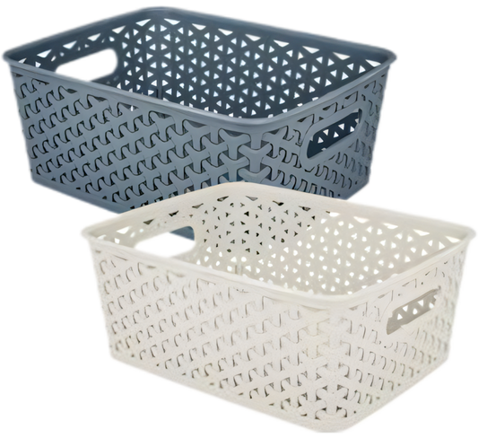 Plastic Jute Basket in Various Colours (1.5 Litre, 18 cm x 13 cm x 6 cm)