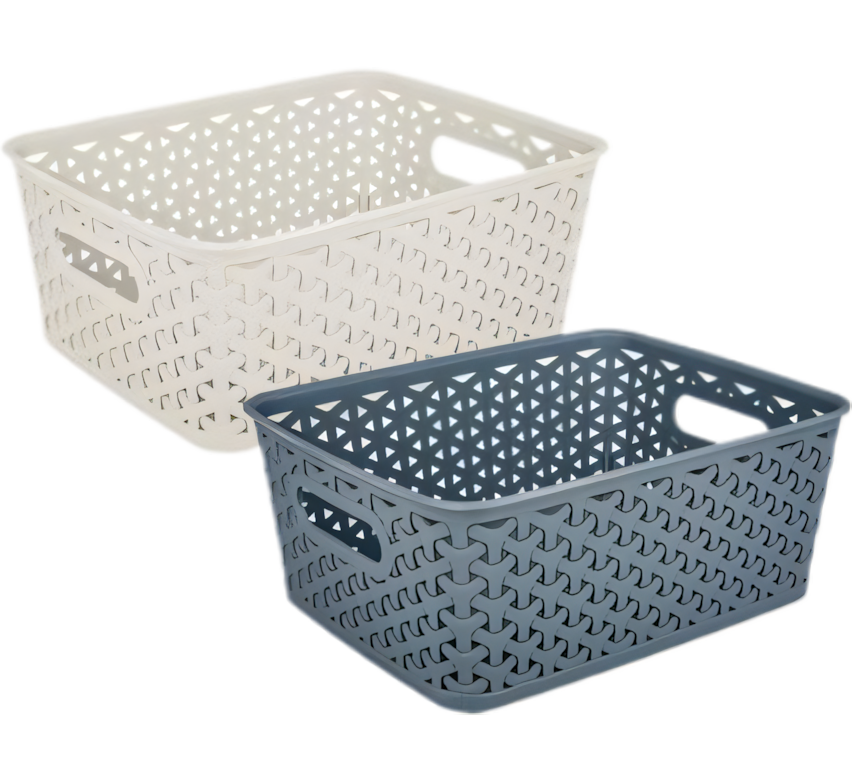 Plastic Jute Basket in Various Colours (2.5 Litre, 25 cm x 18 cm x 6 cm)