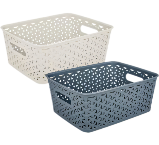 Plastic Jute Basket in Various Colours (2.5 Litre, 25 cm x 18 cm x 6 cm)