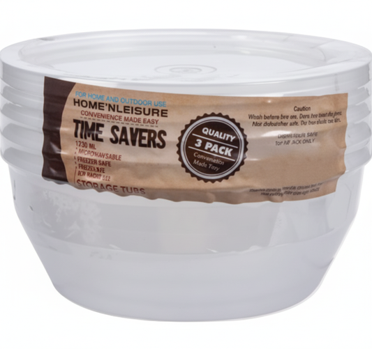 Container for Microwave and Freezer Use - 3 Piece Set - Round - 750 ml