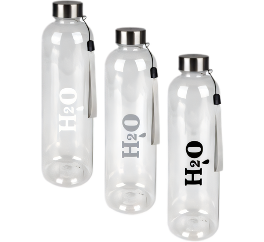 Water Bottle 1l H20 Screw Cap - Various Colors