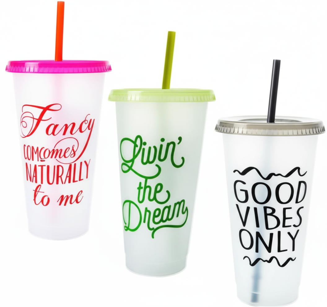 Plastic Sipper Mug with Straw - 700 ml - Printed
