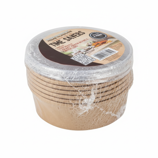 Kraft Paper Bowls With Lid 500 ml 6pc Round