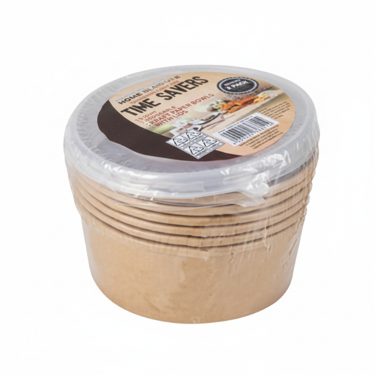 Kraft Paper Bowls With Lid 750 ml 6pc Round