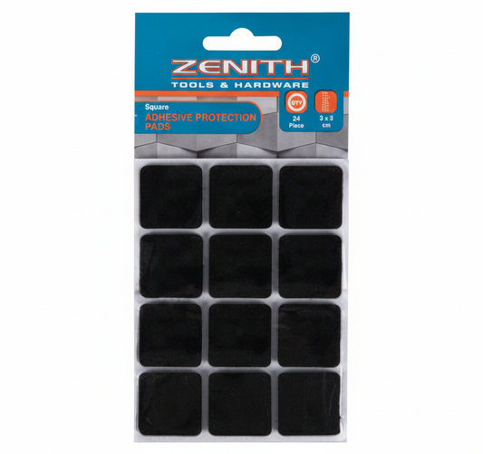 Black Adhesive Protection Pads Square - 30 mm - Card of 24