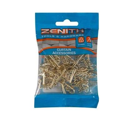 Zenith Brass Curtain Hooks - Pack of 50