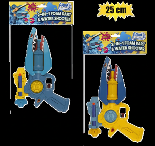 Gun Foam Dart - 25 cm - 2 in 1 Bullet or Water - Various Colors