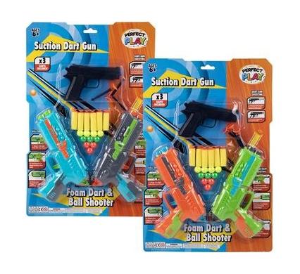 Toy Foam Dart Gun Set - 2 Handguns and 1 Pistol - 22 Pieces