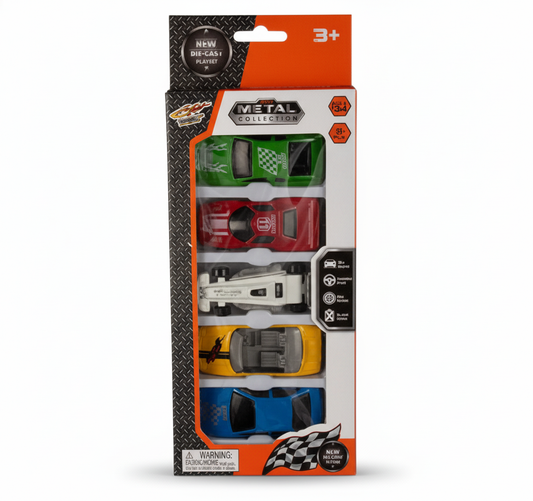 Car Play Set Metal Die Cast - 5 Pieces Per Pack