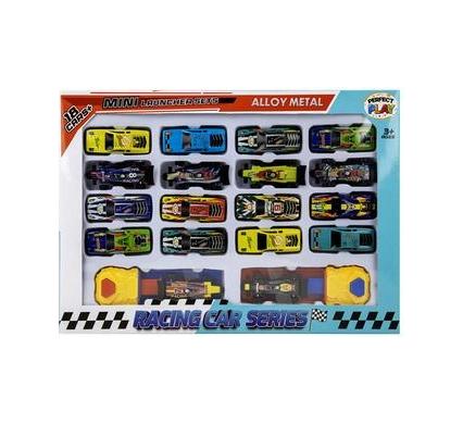 Die Cast Set with 18 Cars - Includes 2 Launchers