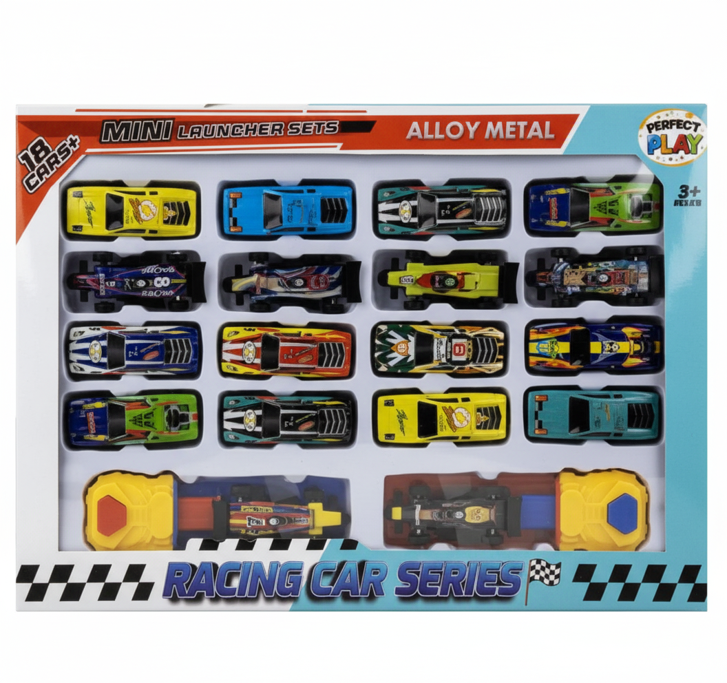 Die Cast Set with 18 Cars and 2 Launchers