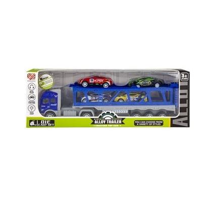 Die Cast Set Truck - Battery Operated - Includes 4 Racers - 26 cm