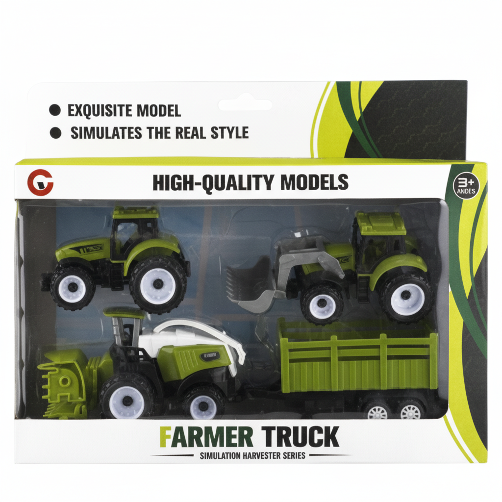Farm Tractor Vehicle - 4 Piece Set - 28 cm