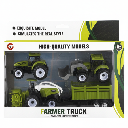 Farm Tractor Vehicle - 4 Piece Set - 28 cm