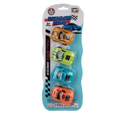 Vehicle Racer Cartoon Pull Back Cars - 4 Pieces - 6 cm