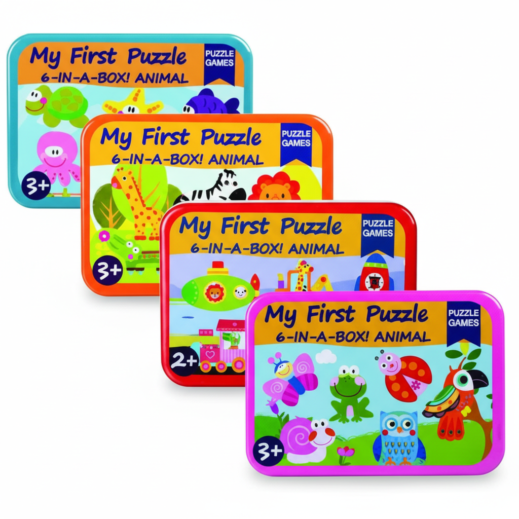 Wooden Puzzle in Tin Assorted Designs & Pieces