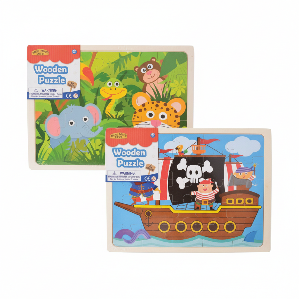 Real Wooden Assorted Toy Puzzles (25 Pieces)