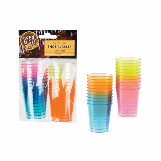 Plastic Disposable Shot Glasses (2 oz) - 20 Pieces Per Pack