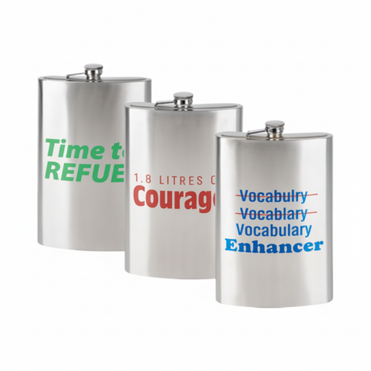 Homeware Stainless Steel Flasks with Quotes - 1.8 L - Assorted Designs