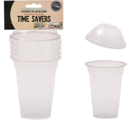 Disposable Plastic Dome Shaped Cups - 300 ml - 10 Pieces Per Pack