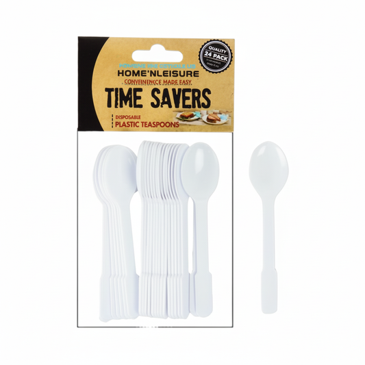 Plastic Cutlery Teaspoons - 24 Piece Pack - H and L